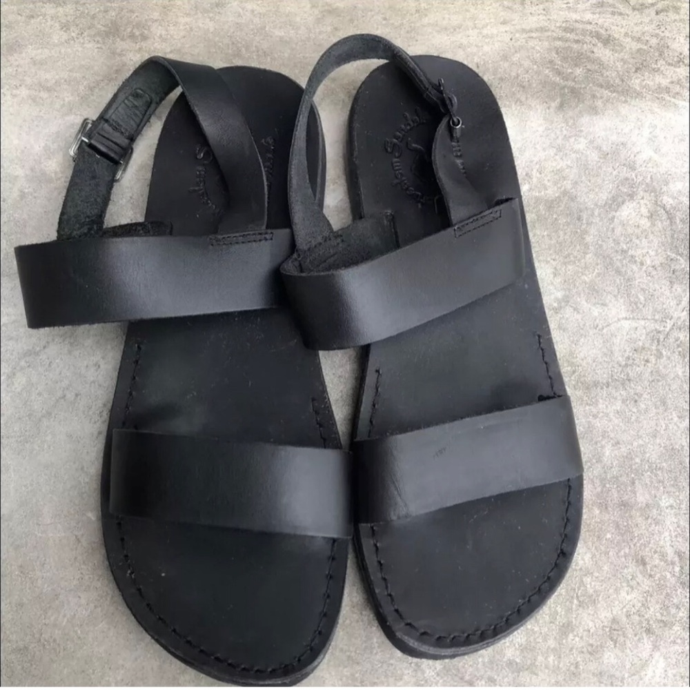 Jerusalem Sandals Golan Leather Black Sandals. Size 44. Size 11-11.5.